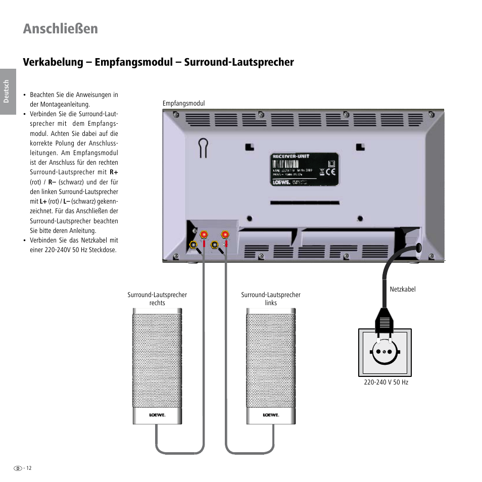 Anschließen | Loewe Wireless Speaker User Manual | Page 12 / 88