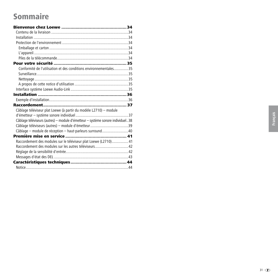 Sommaire | Loewe Wireless Speaker User Manual | Page 31 / 88