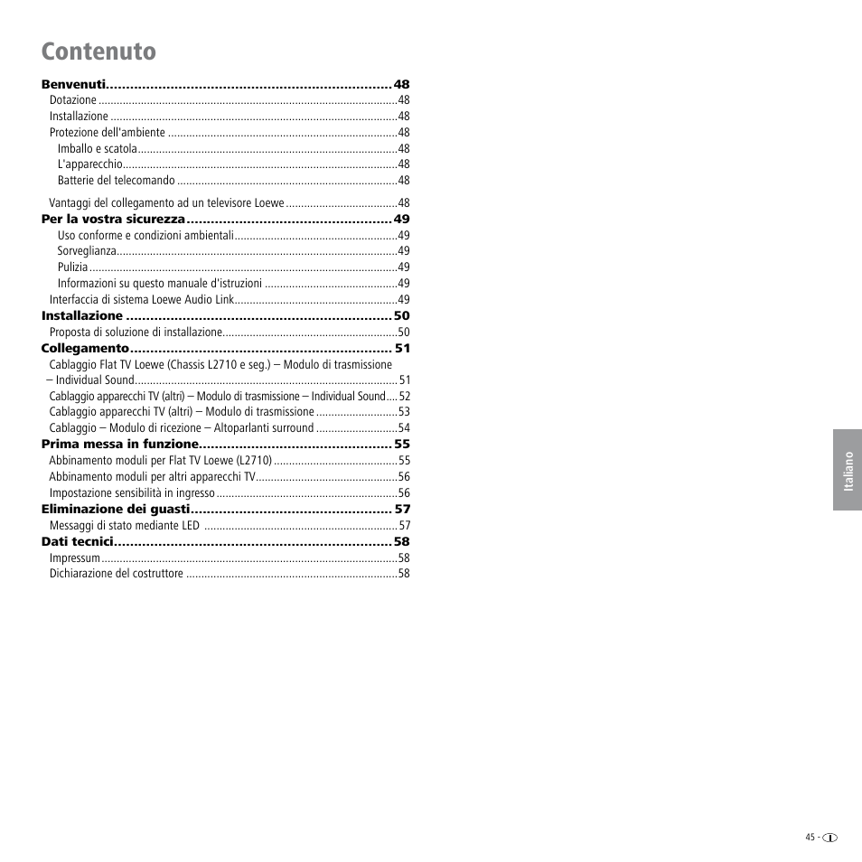 Contenuto | Loewe Wireless Speaker User Manual | Page 45 / 88