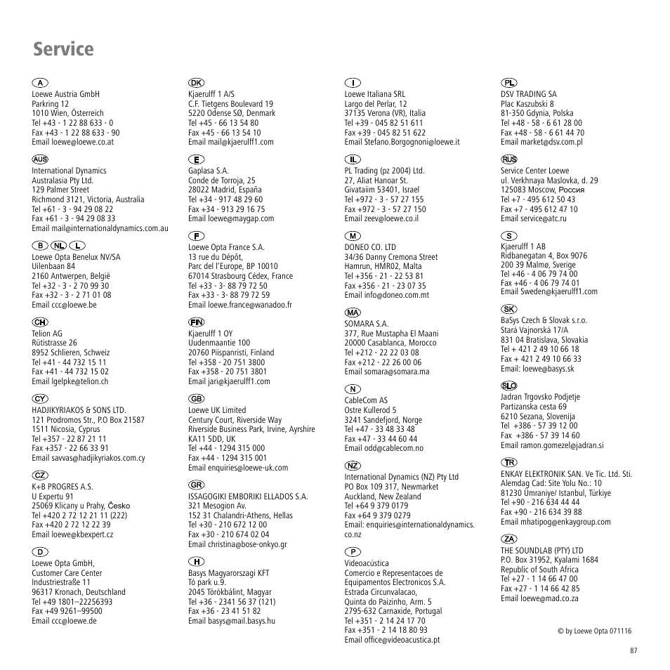 Service | Loewe Wireless Speaker User Manual | Page 87 / 88
