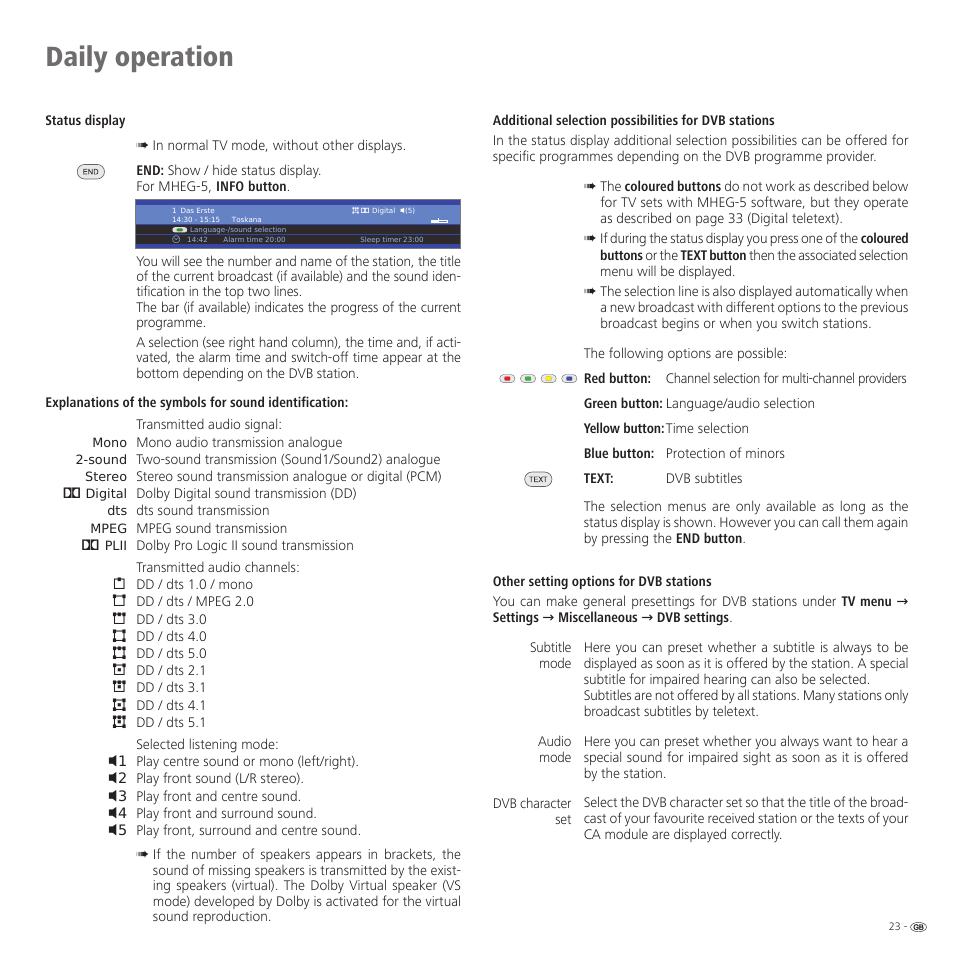 Daily operation | Loewe 52 User Manual | Page 23 / 74