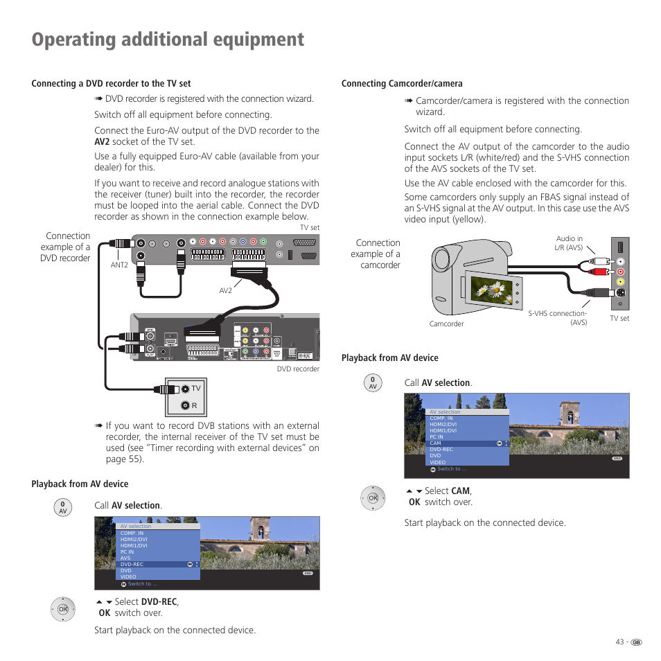 Operating additional equipment | Loewe 52 User Manual | Page 43 / 74