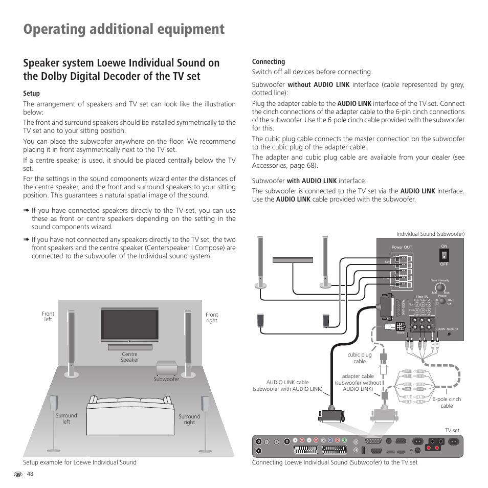 Operating additional equipment | Loewe 52 User Manual | Page 48 / 74