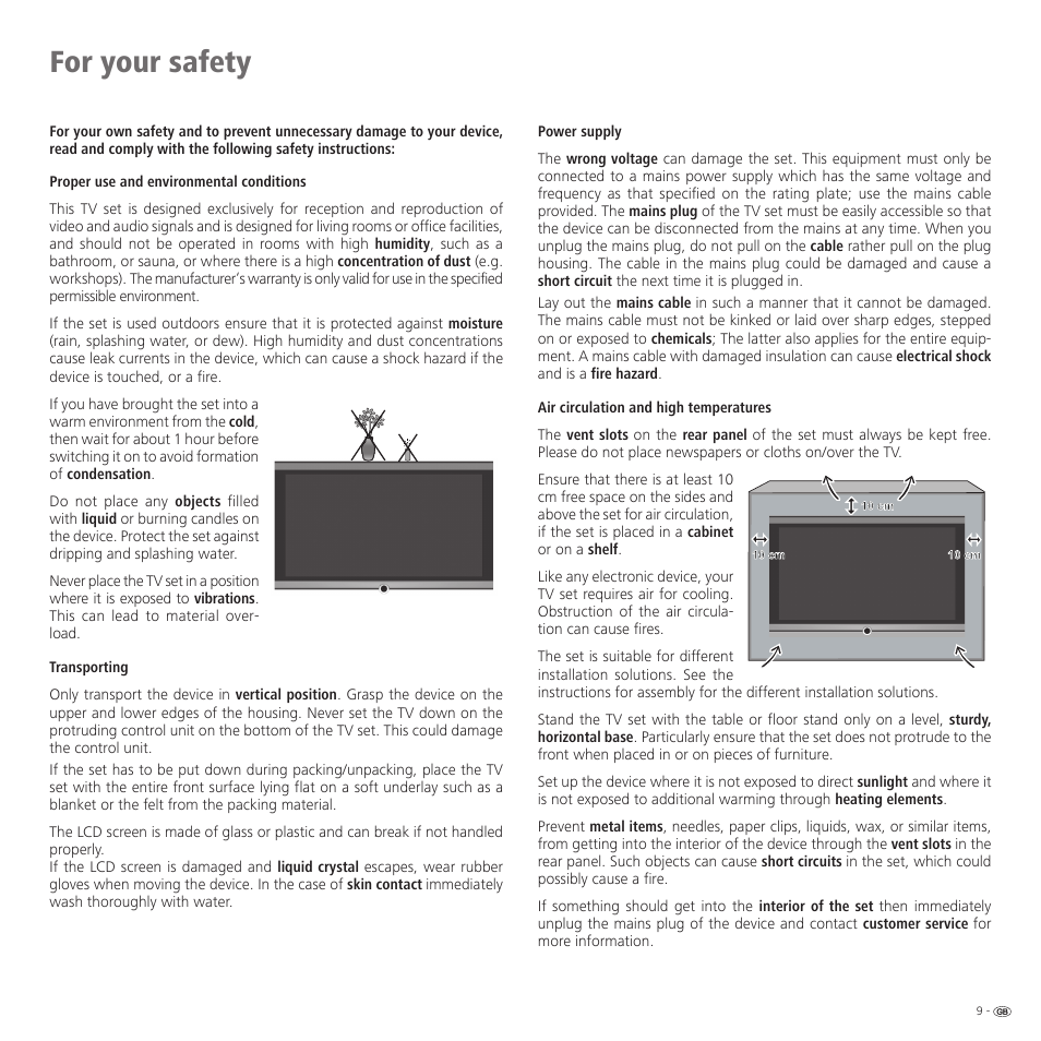 For your safety | Loewe 52 User Manual | Page 9 / 74