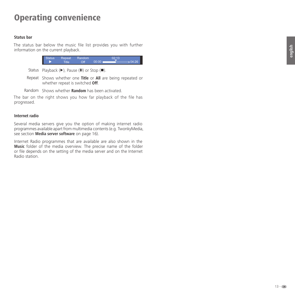 Operating convenience | Loewe Network Mediaplayer Accessories TV User Manual | Page 13 / 22