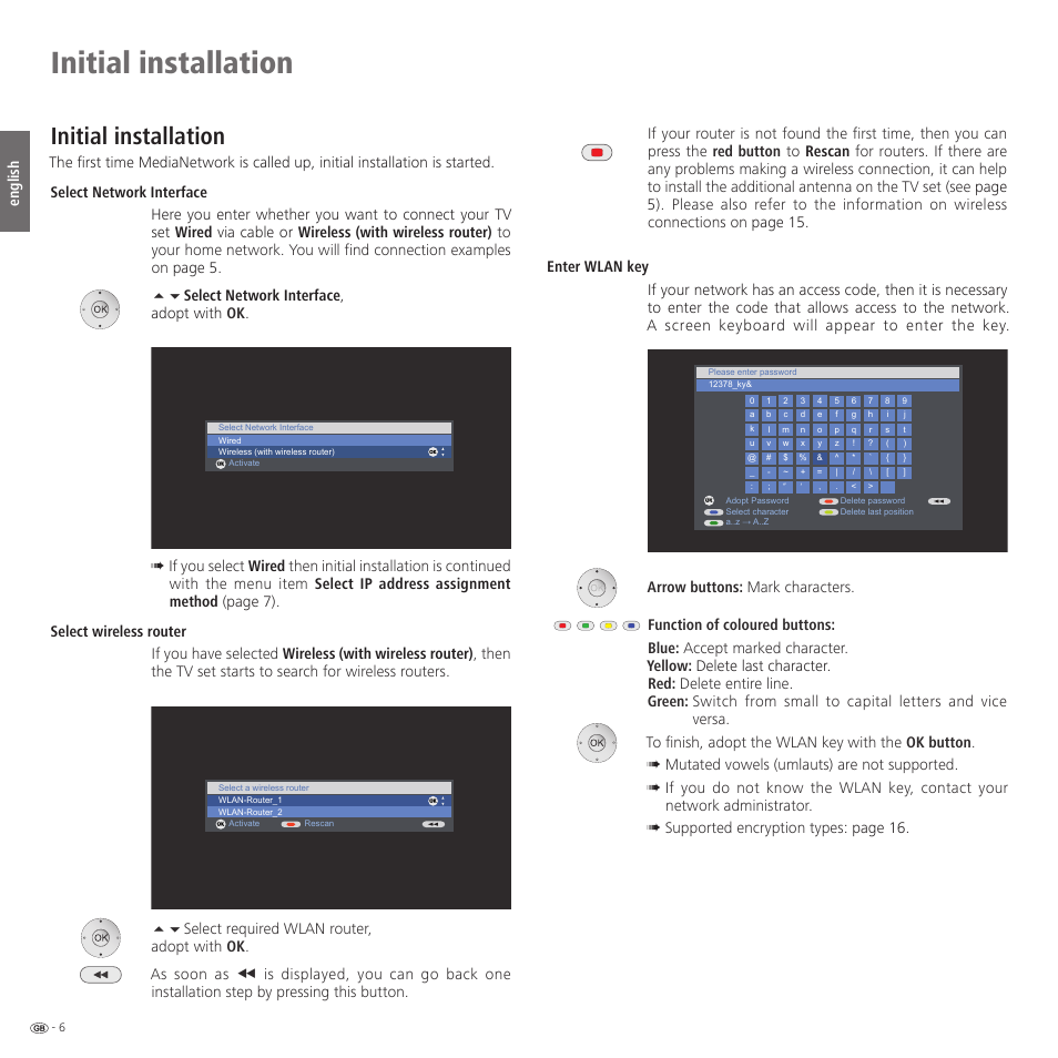 Initial installation, English | Loewe Network Mediaplayer Accessories TV User Manual | Page 6 / 22
