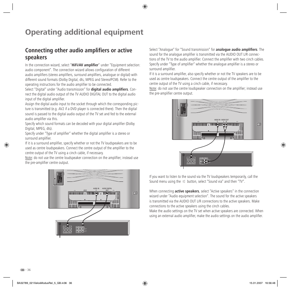 Operating additional equipment | Loewe A 42 User Manual | Page 36 / 46