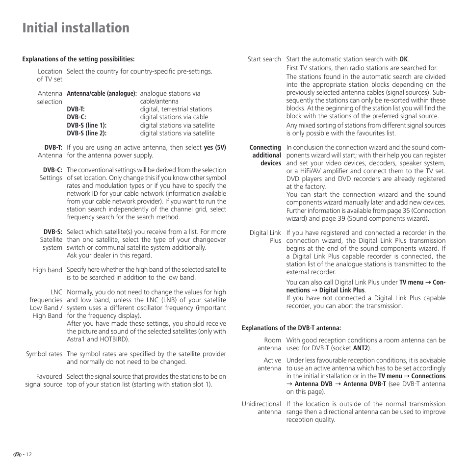 Initial installation | Loewe SPHEROS R 32 User Manual | Page 12 / 60