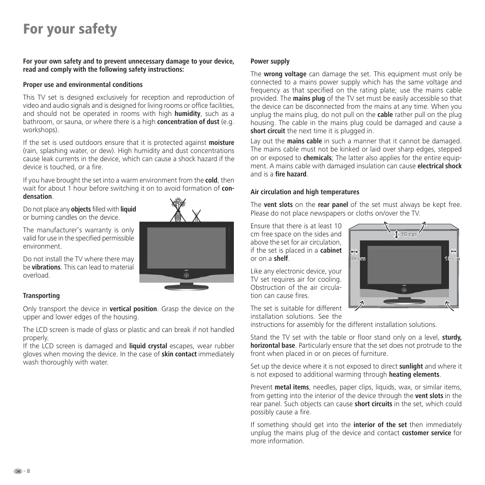 For your safety | Loewe SPHEROS R 32 User Manual | Page 8 / 60