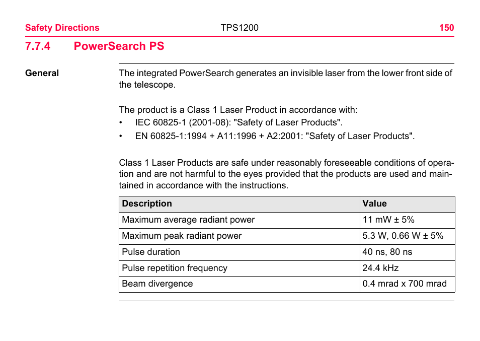 4 powersearch ps, Powersearch ps | LEICA TPS1200 User Manual | Page 150 / 226