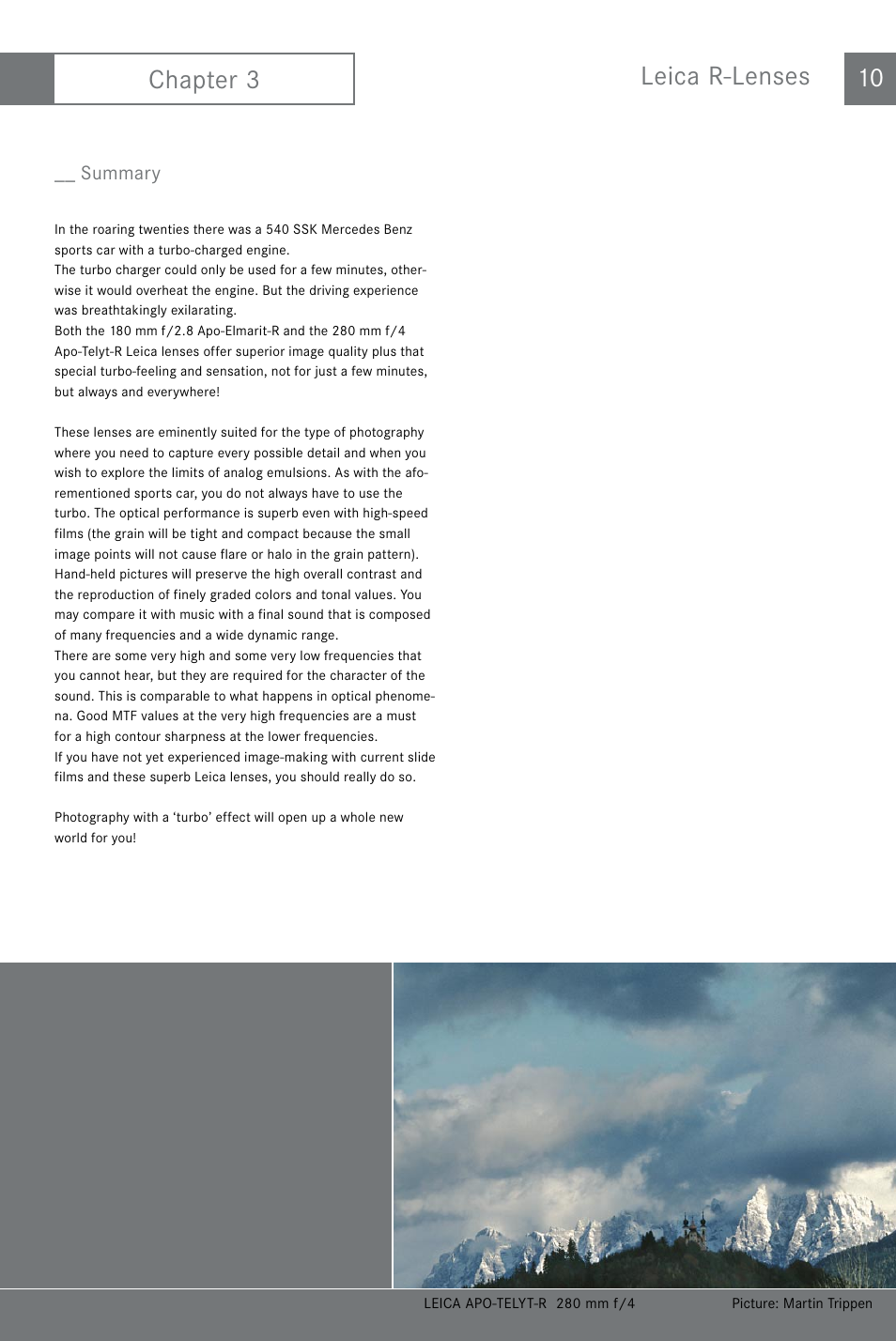 Chapter 3 leica r-lenses 10, Summary | LEICA APO-ELMARIT-R User Manual | Page 11 / 11