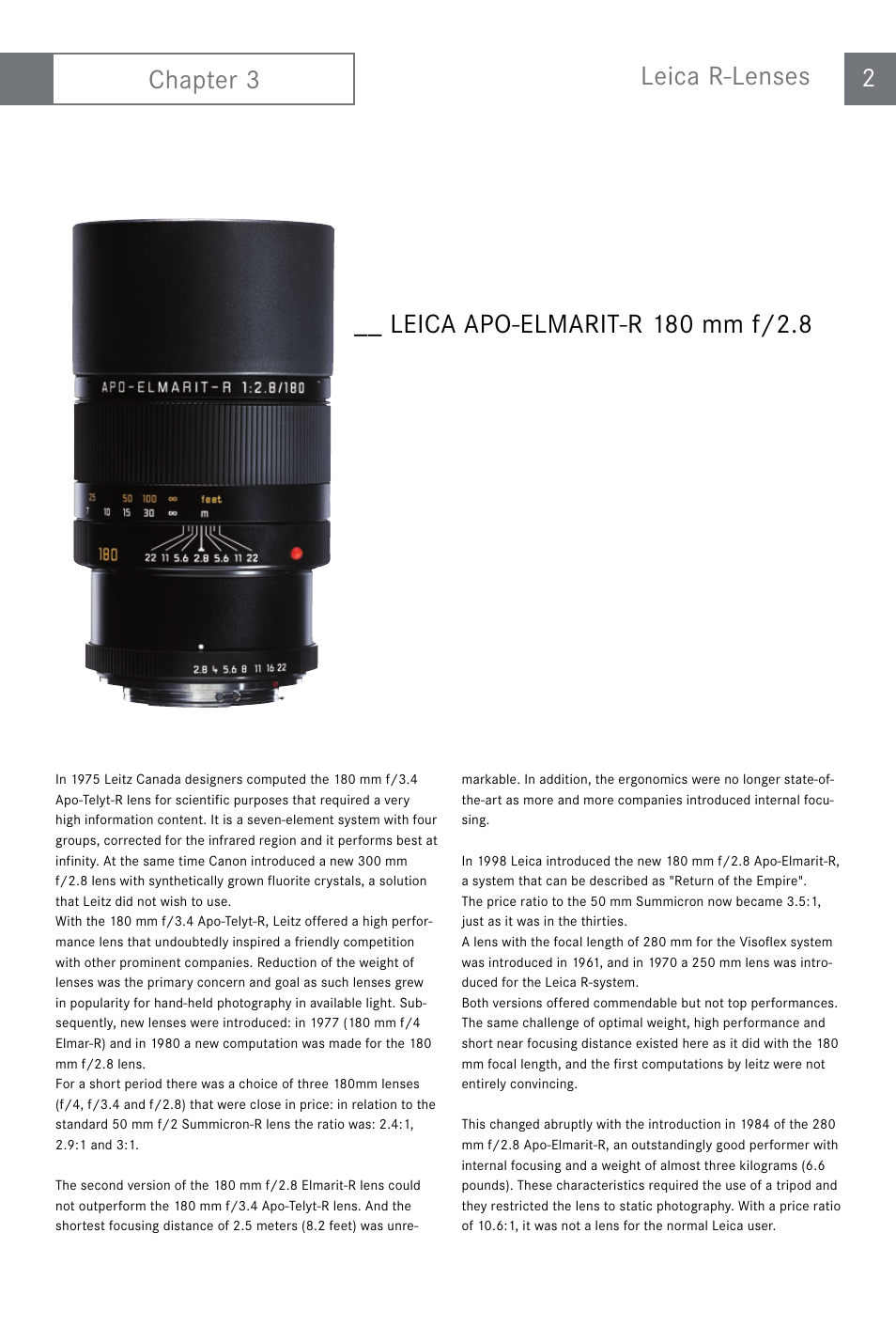 Chapter 3 leica r-lenses 2 | LEICA APO-ELMARIT-R User Manual | Page 3 / 11