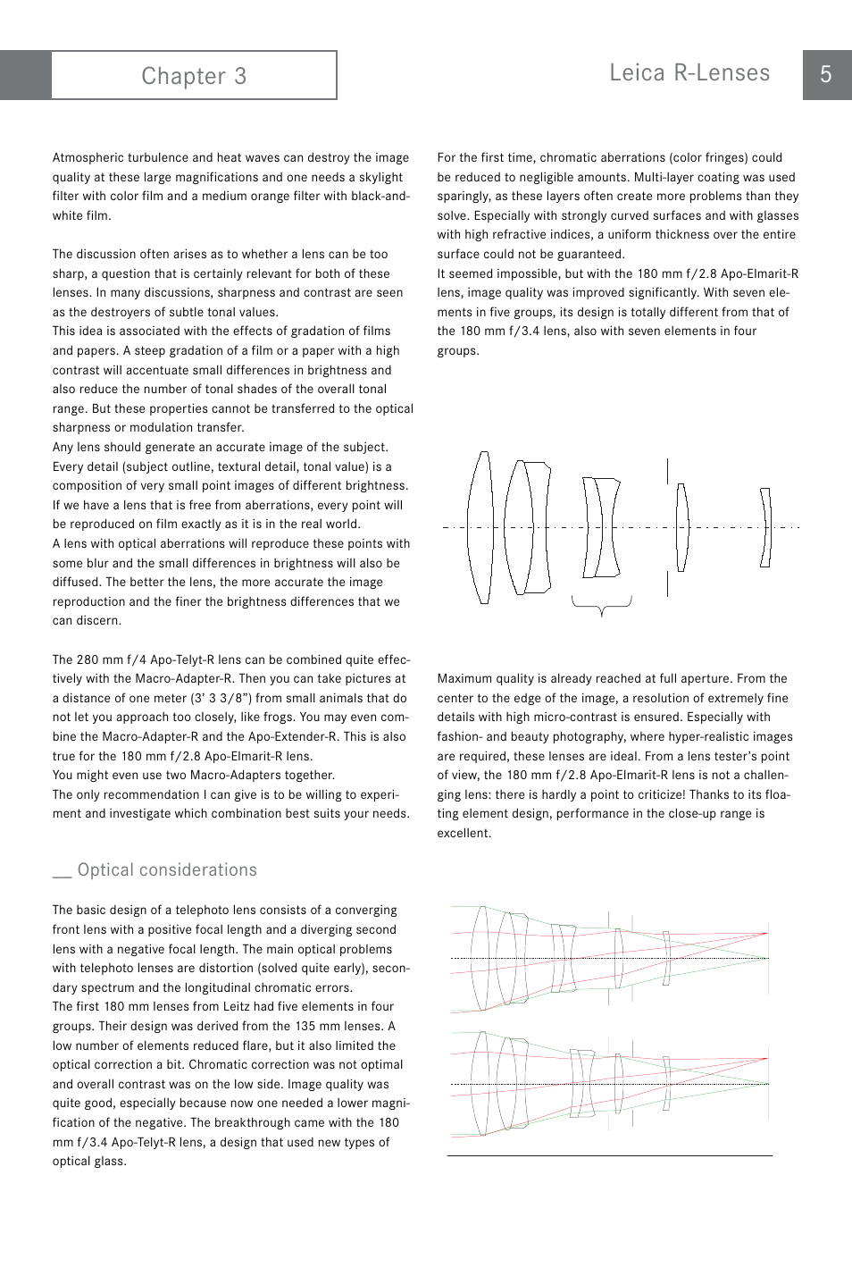 Chapter 3 leica r-lenses 5, Optical considerations | LEICA APO-ELMARIT-R User Manual | Page 6 / 11