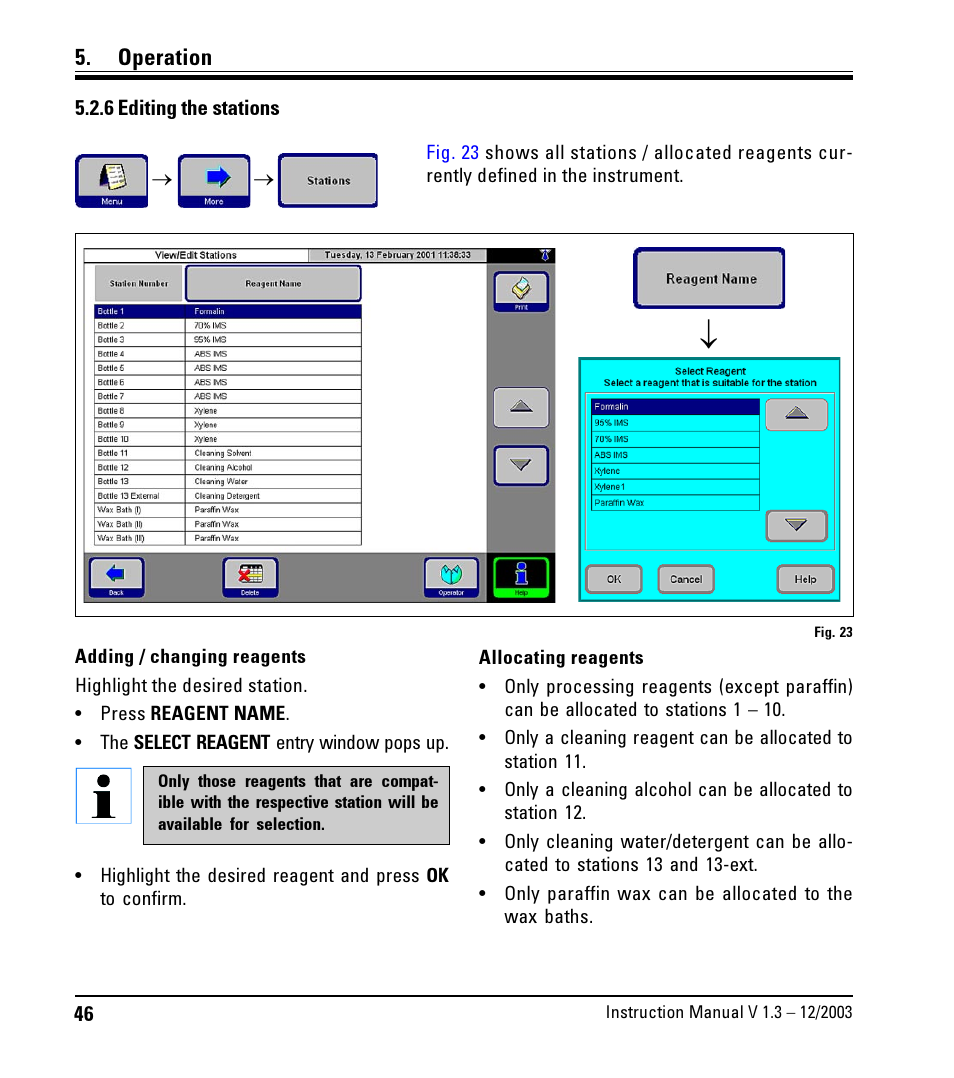 6 editing the stations, Editing the stations | LEICA ASP300 User Manual | Page 46 / 70