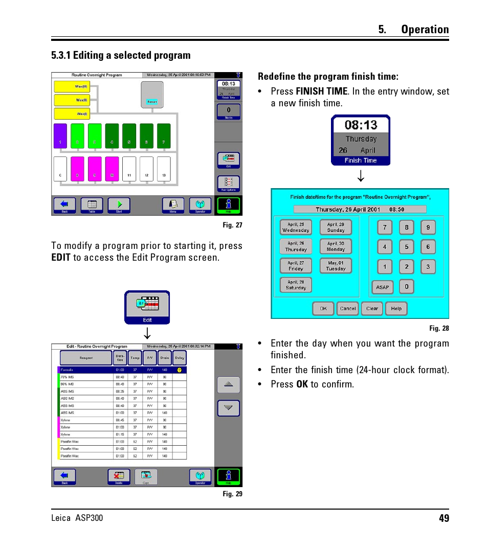 1 editing a selected program, Editing a selected program | LEICA ASP300 User Manual | Page 49 / 70