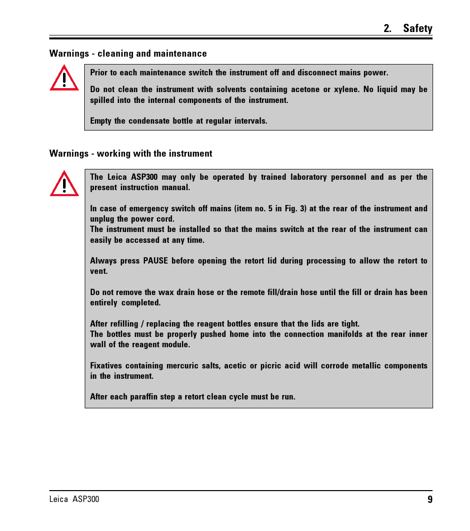 Safety | LEICA ASP300 User Manual | Page 9 / 70