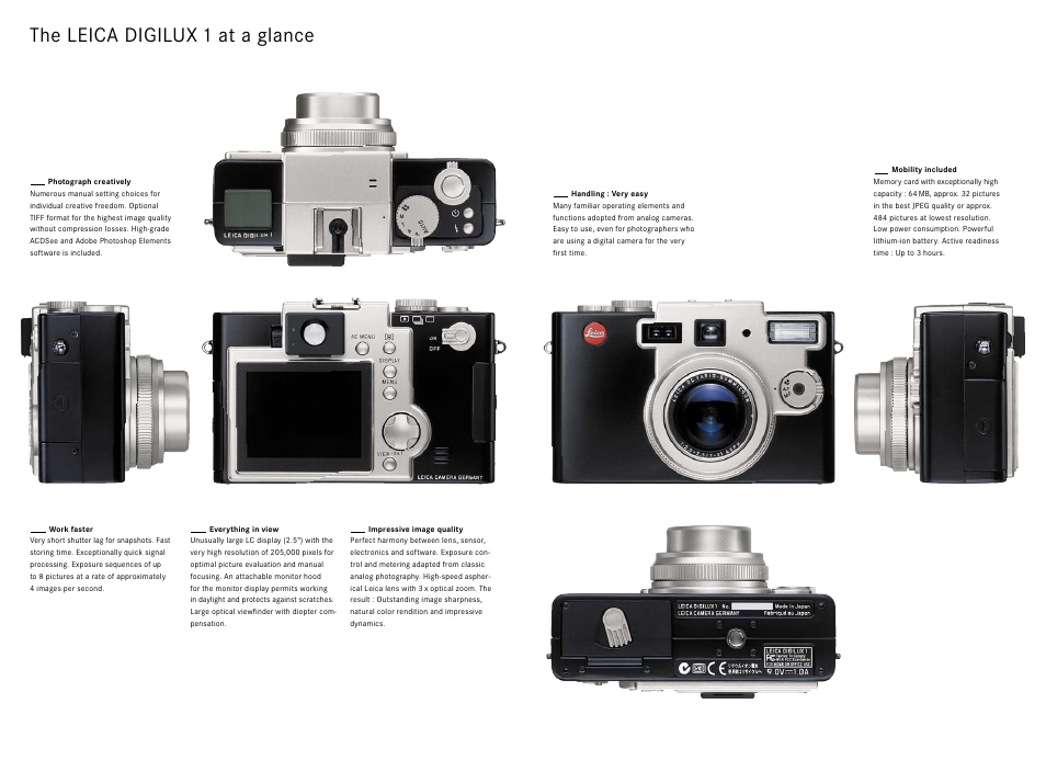 The leica digilux 1 at a glance | LEICA BP-DC1 User Manual | Page 4 / 9