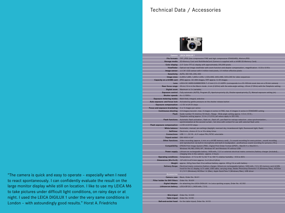 Technical data / accessories | LEICA BP-DC1 User Manual | Page 8 / 9