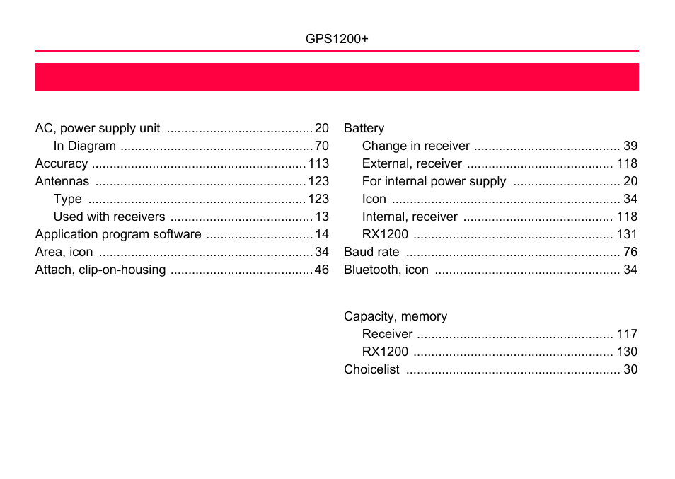 Index | LEICA GPS1200 User Manual | Page 144 / 152