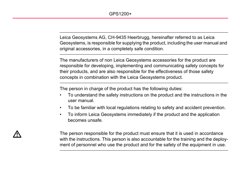4 responsibilities | LEICA GPS1200 User Manual | Page 90 / 152
