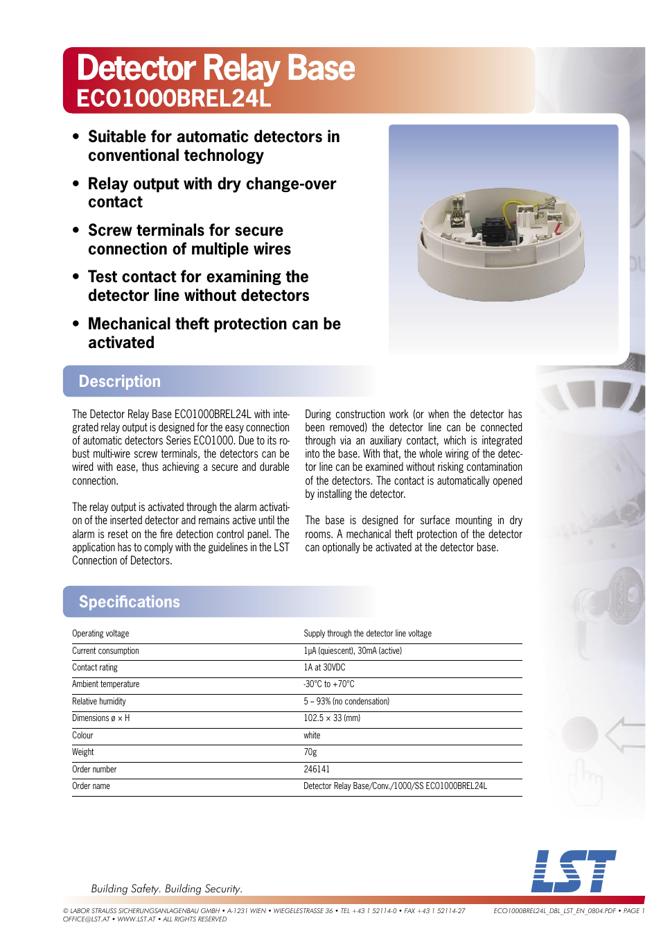 LST ECO1000BREL24L User Manual | 1 page