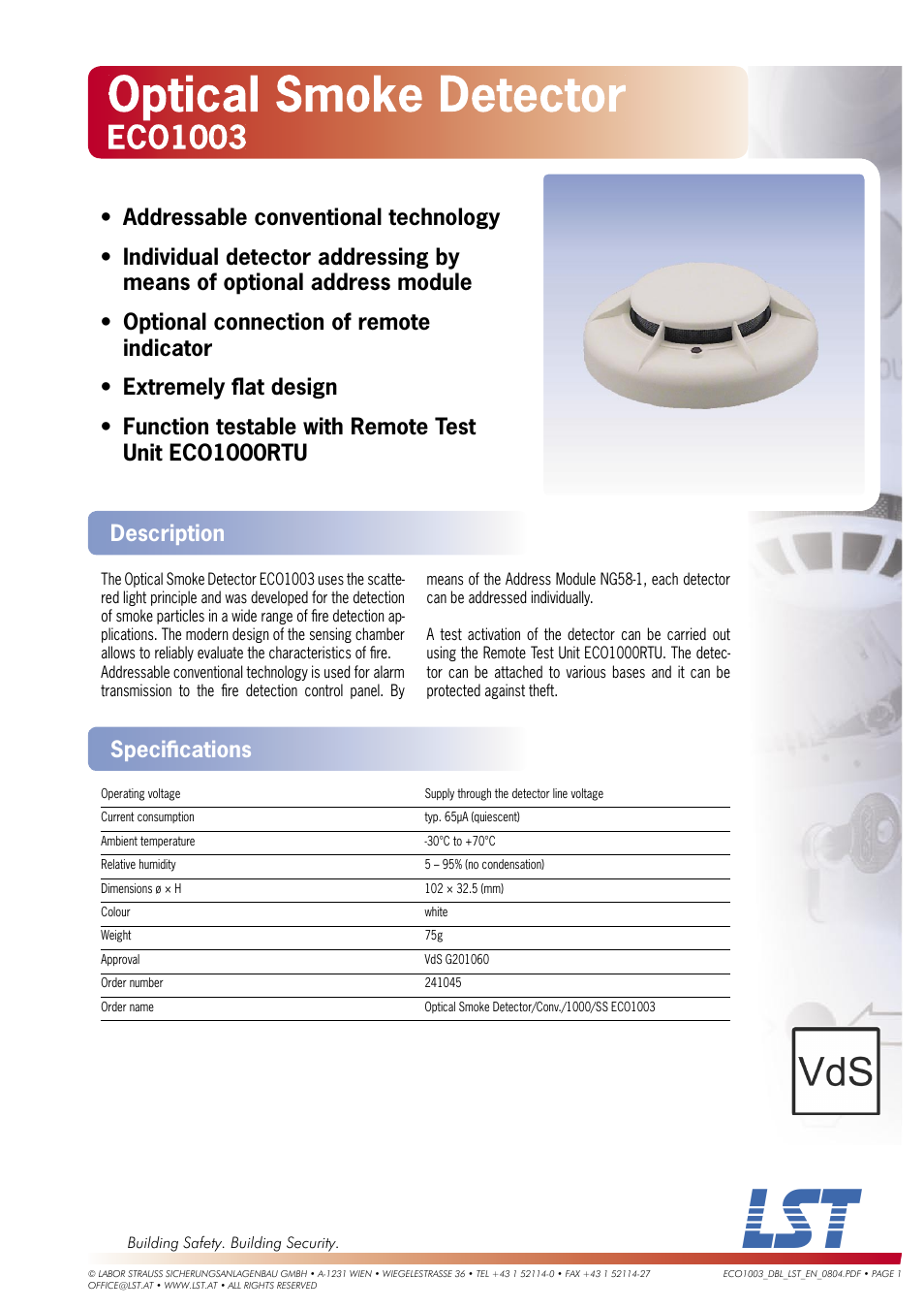 LST ECO1003 User Manual | 1 page