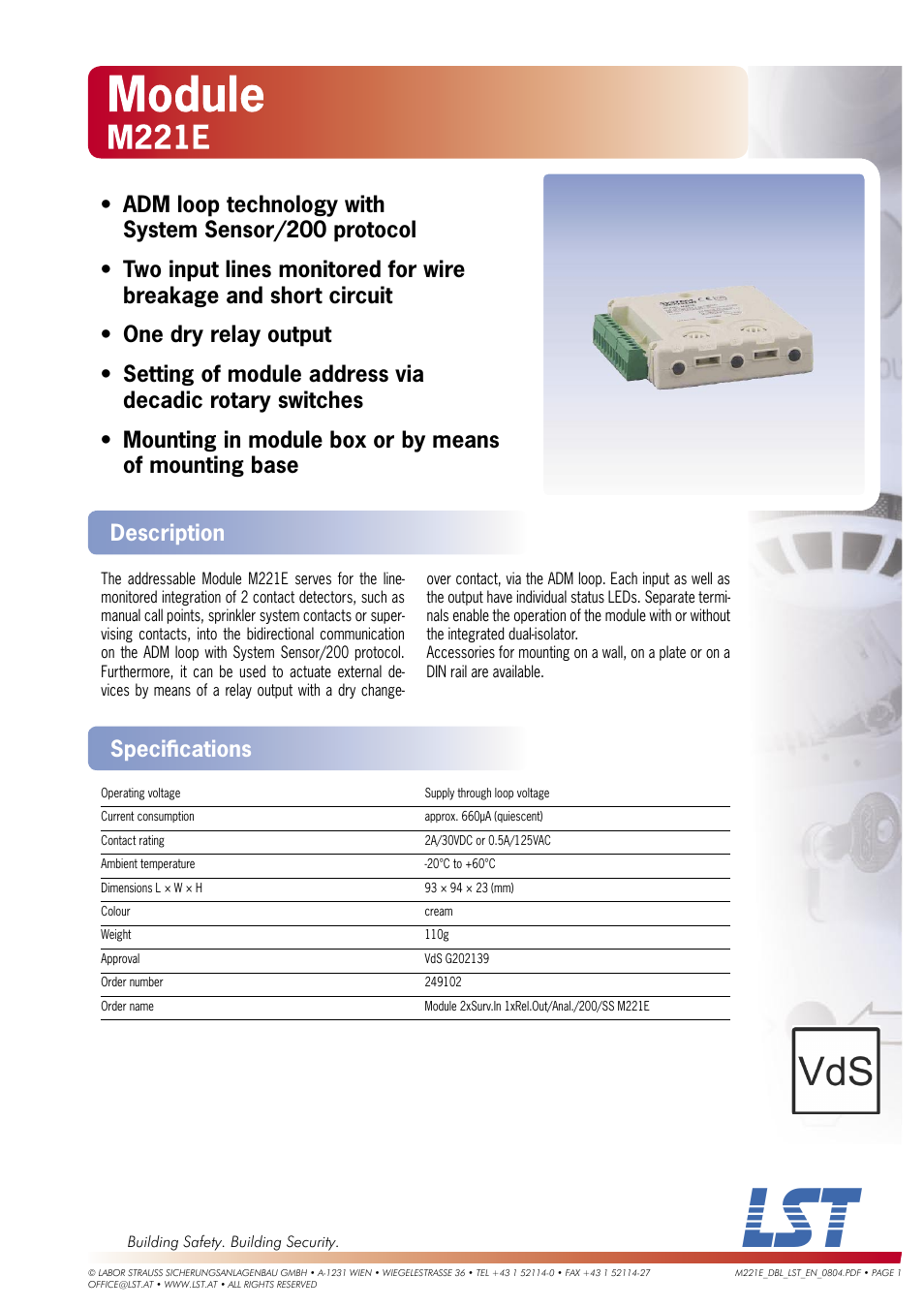 LST M221E User Manual | 2 pages