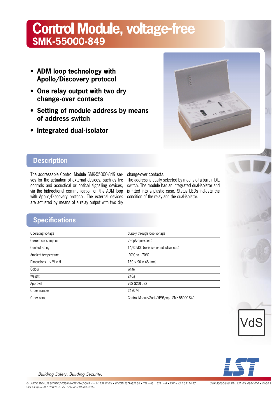 LST Vds SMK-55000-849 User Manual | 1 page