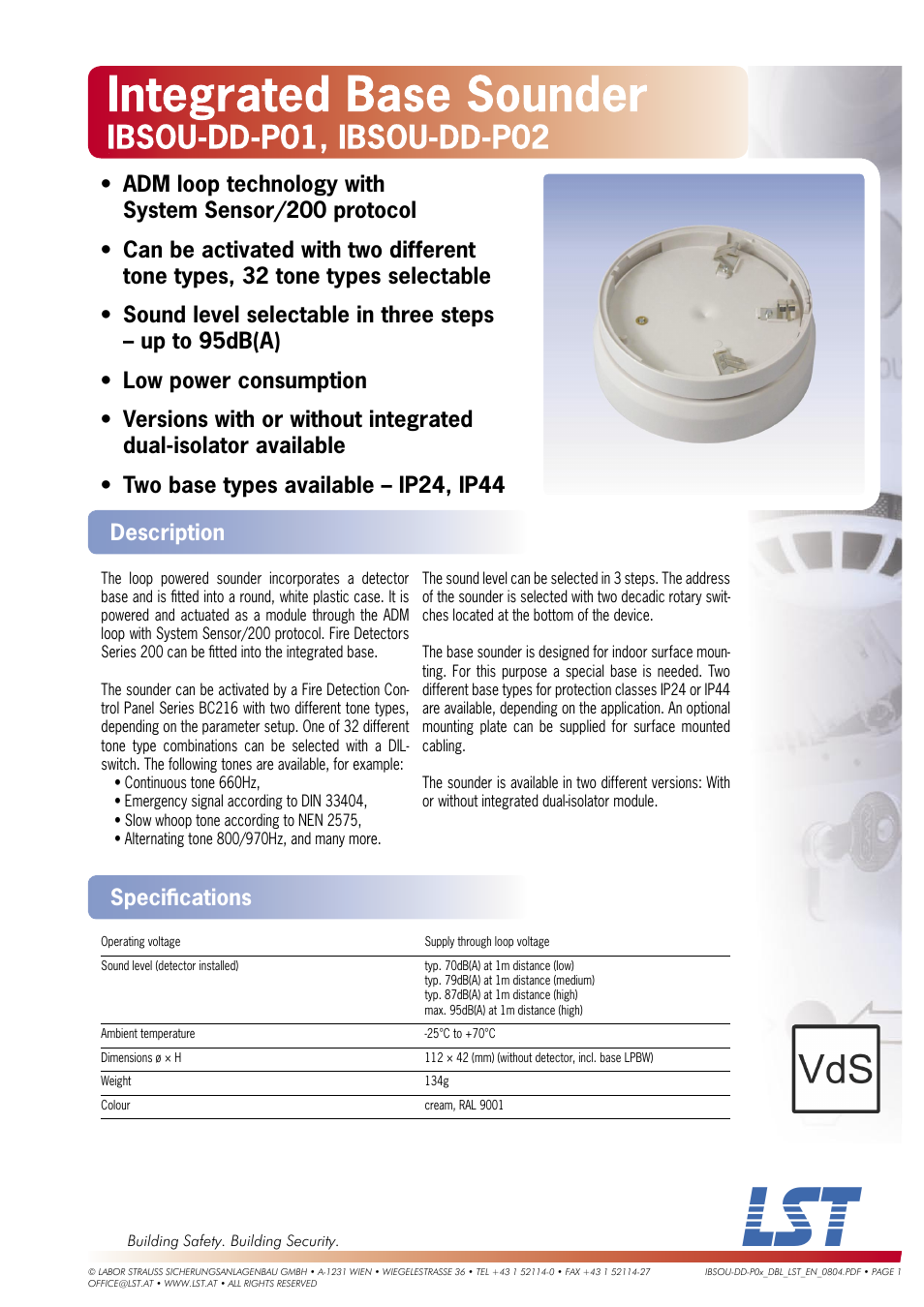 LST IBSOU-DD-P01 User Manual | 2 pages