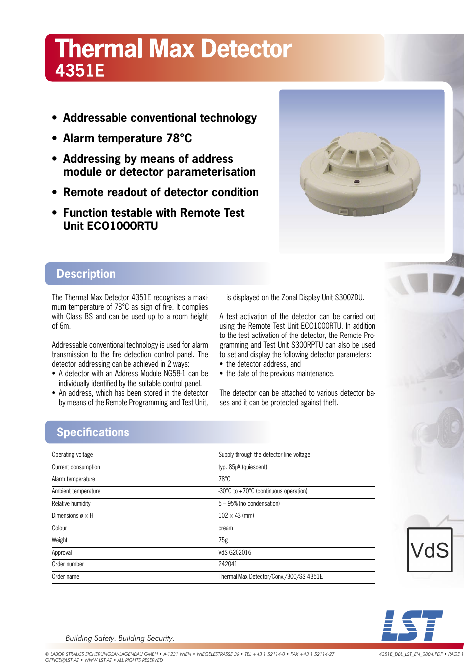 LST 4351E User Manual | 1 page