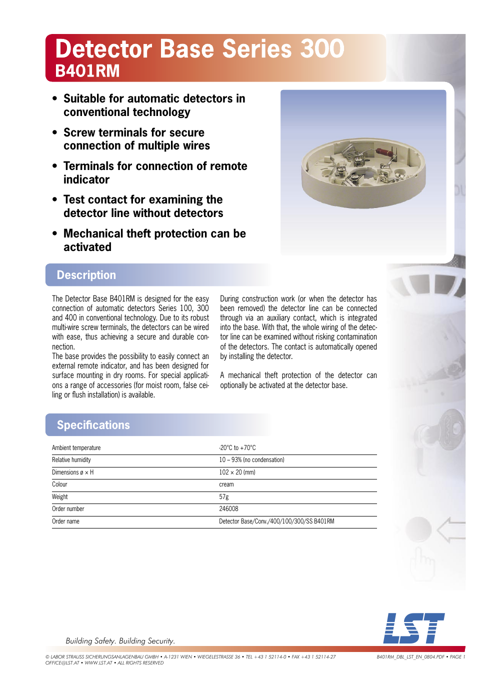 LST B401RM User Manual | 1 page