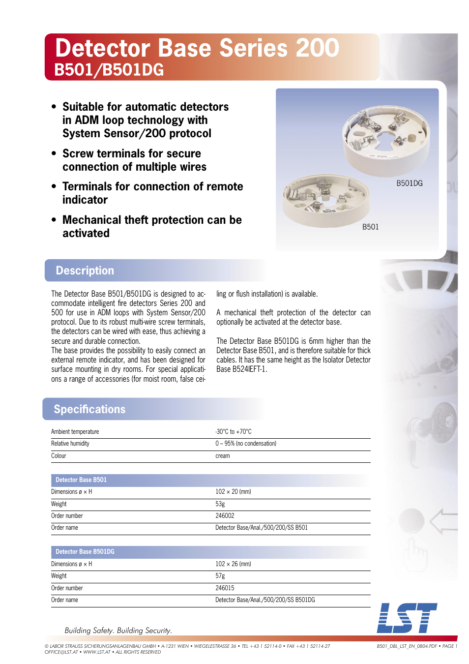 LST B501DG User Manual | 1 page