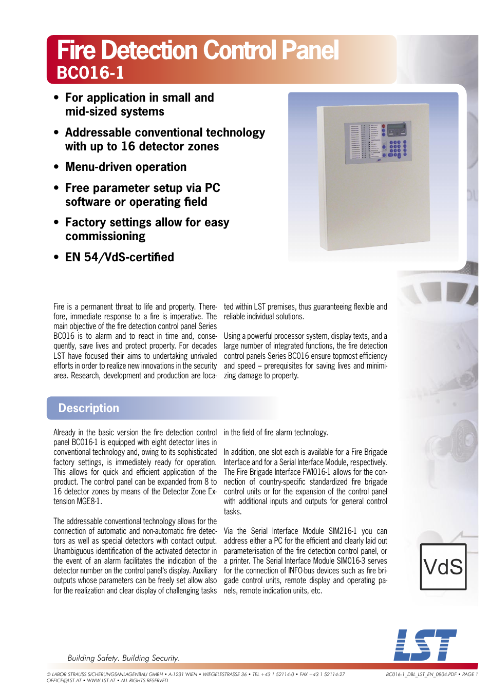 LST BC016-1 User Manual | 3 pages
