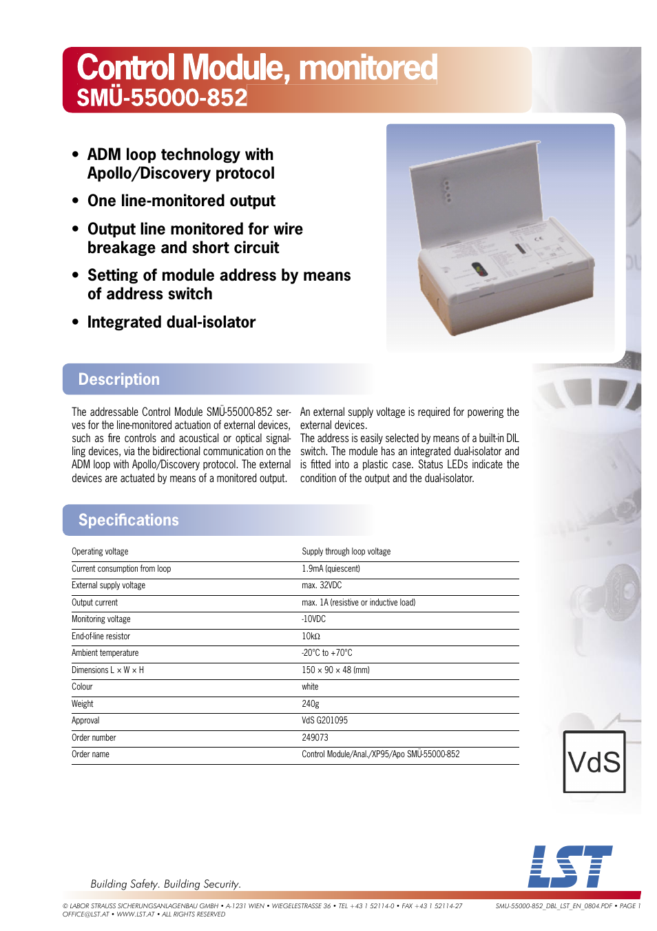 LST SM-55000-852 User Manual | 1 page