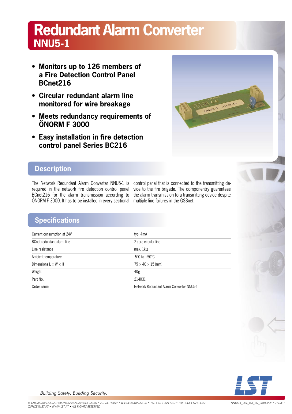 LST NNU5-1 User Manual | 1 page