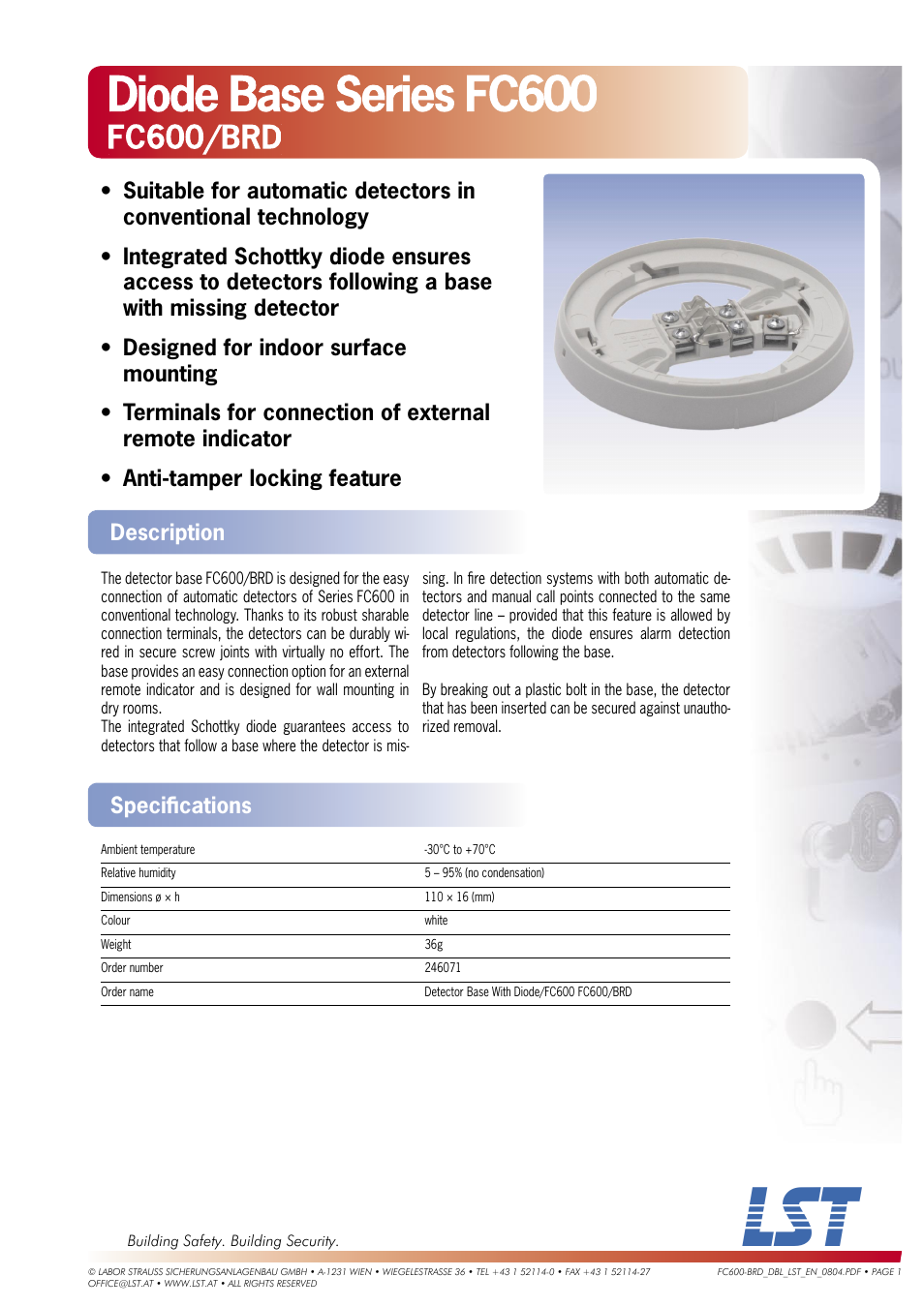 LST FC600 Series User Manual | 1 page