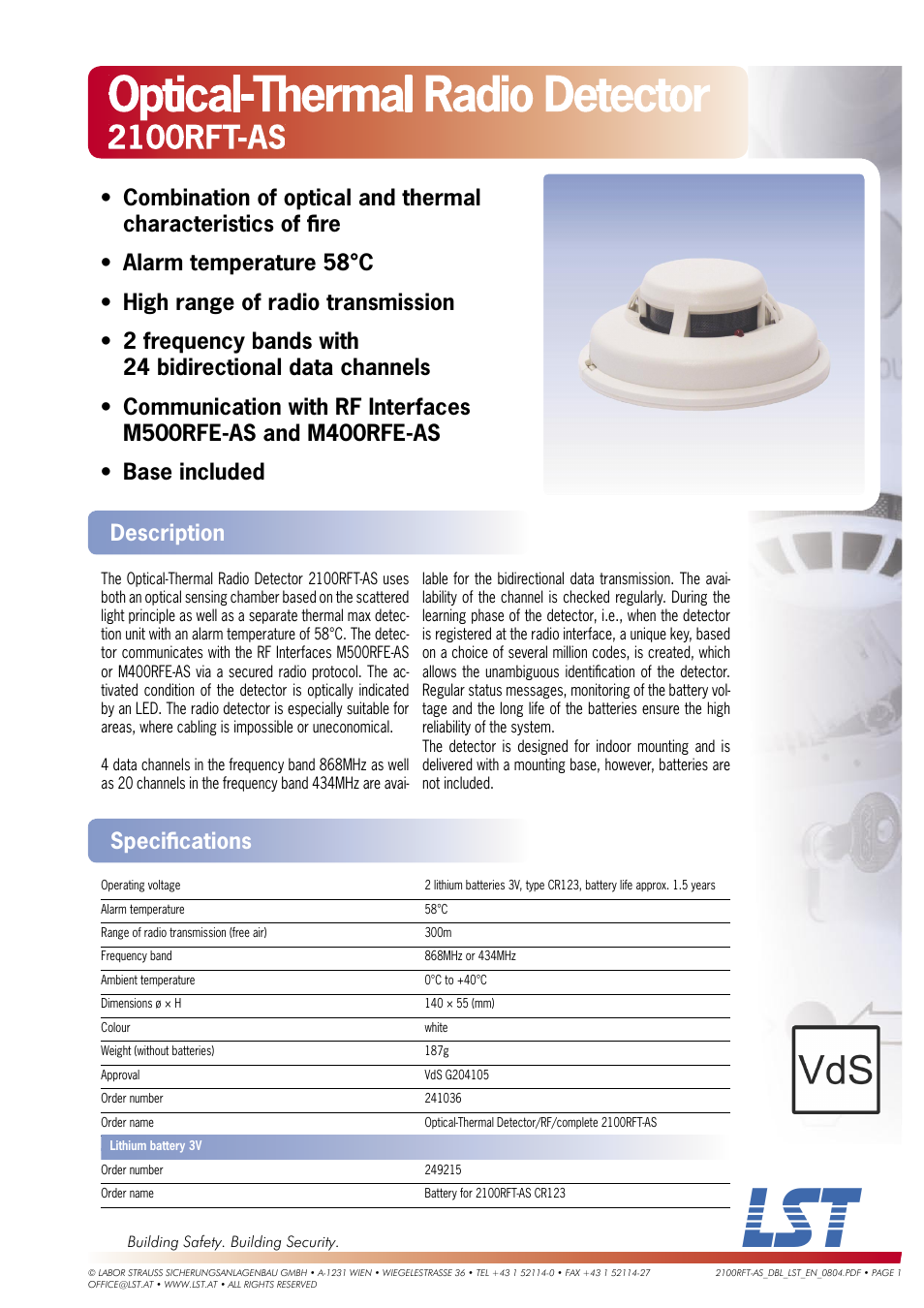 LST 2100RFT-AS User Manual | 1 page
