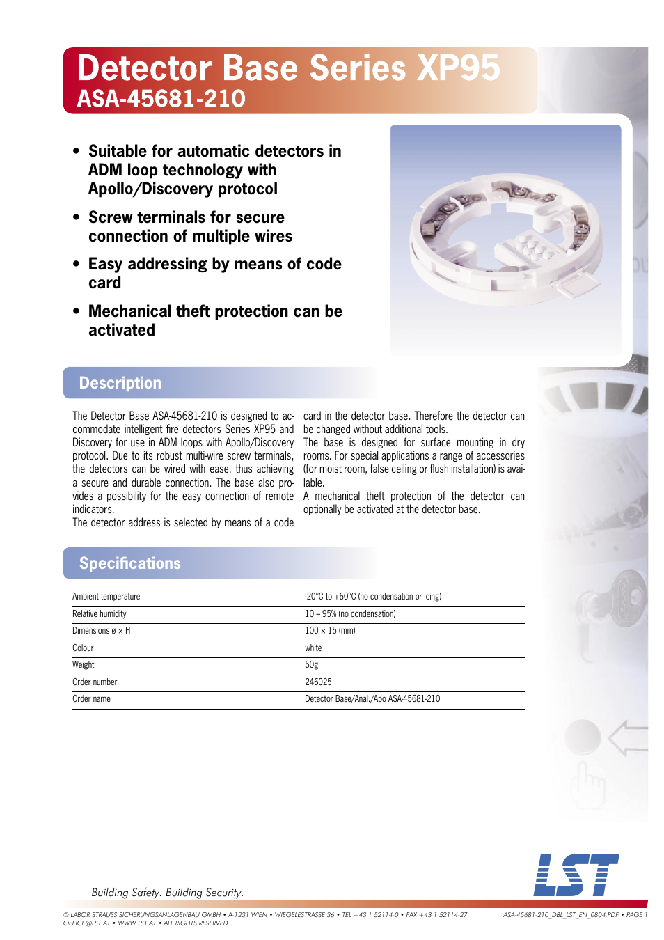 LST ASA-45681-210 User Manual | 1 page