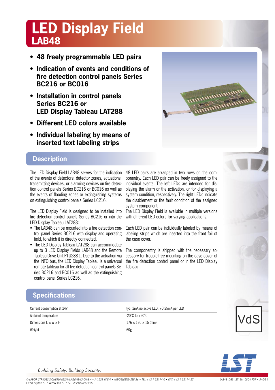 LST LAB48 User Manual | 2 pages