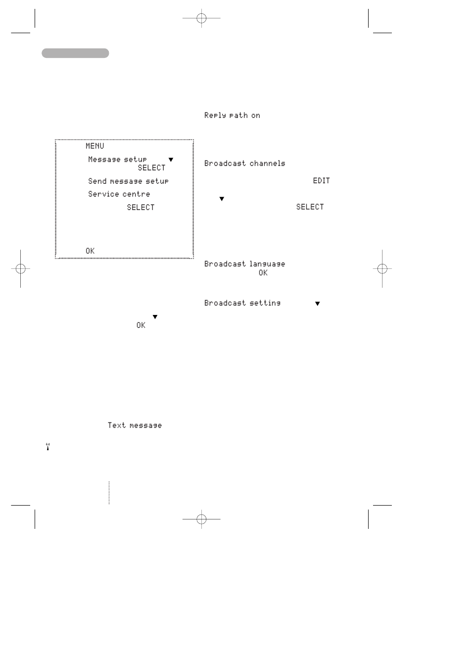 Message setup | Bosch 738 User Manual | Page 34 / 44