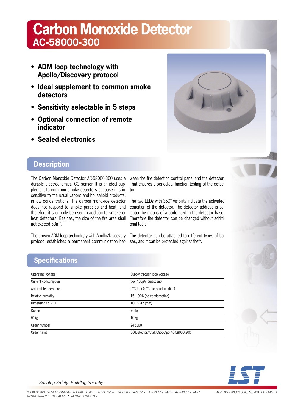 LST AC-58000-300 User Manual | 1 page