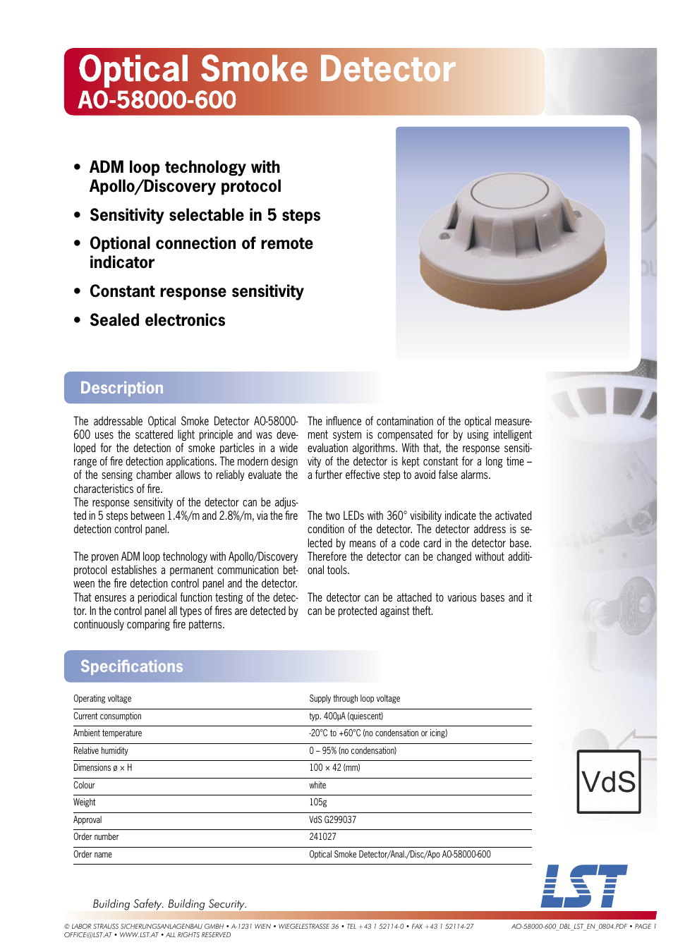 LST AO-58000-600 User Manual | 1 page