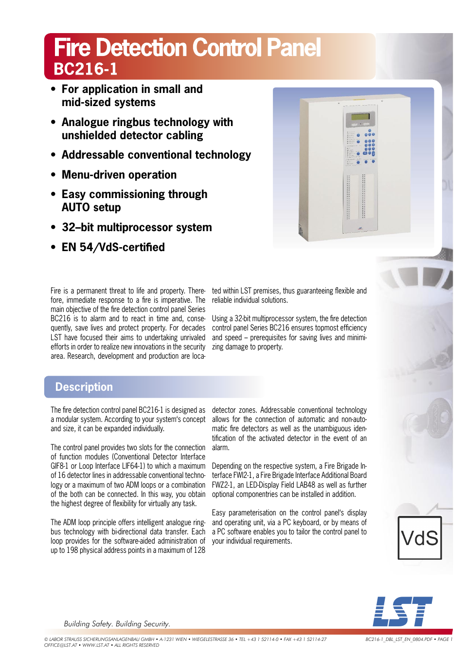 LST Vds BC216-1 User Manual | 4 pages