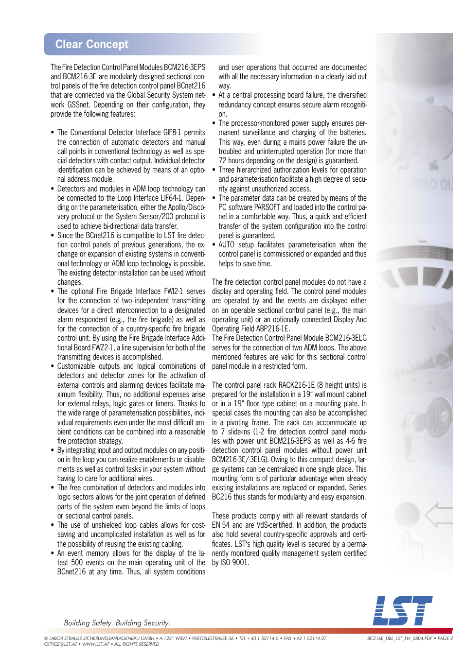 Clear concept | LST BCnet216: 19" User Manual | Page 2 / 5