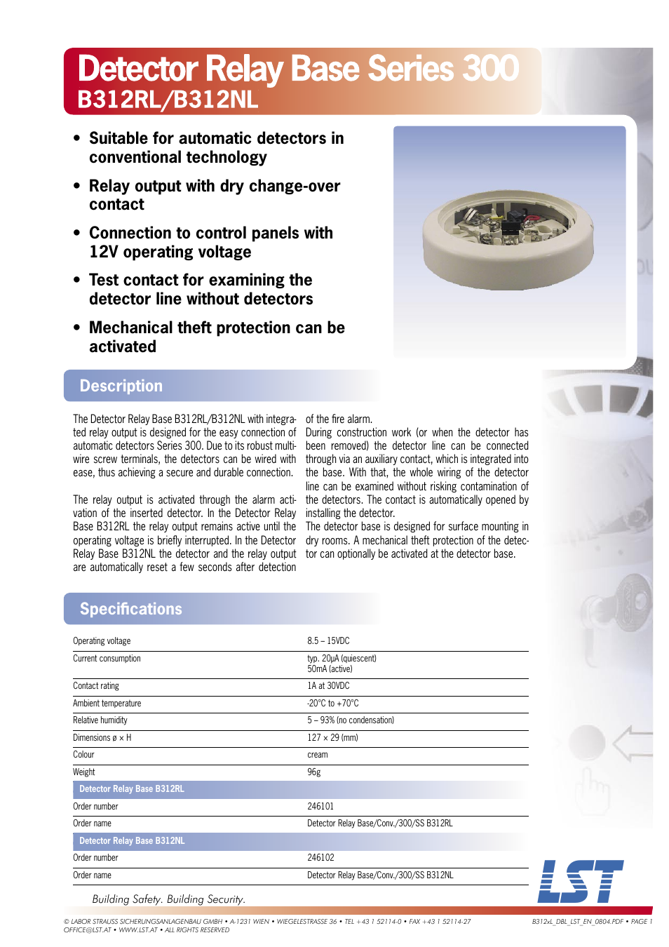 LST B312NL User Manual | 1 page