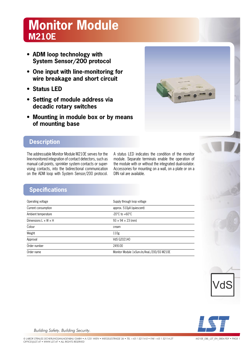 LST M210E User Manual | 2 pages