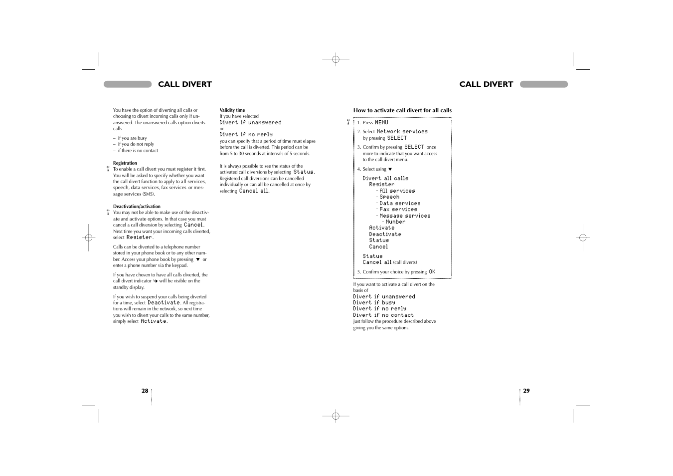 Call divert | Bosch 909 Dual S User Manual | Page 15 / 25