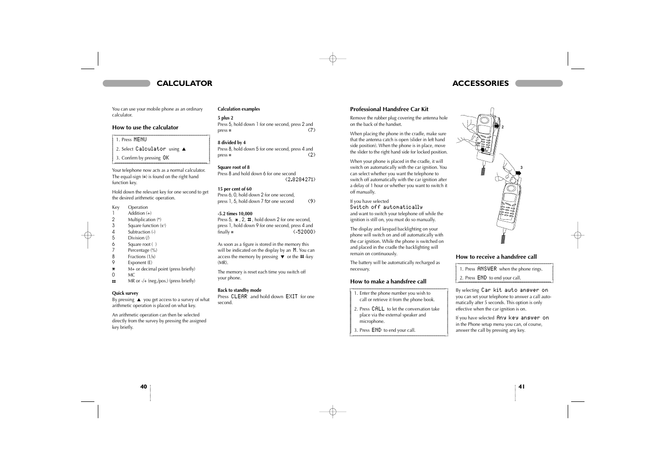 Calculator, Accessories | Bosch 909 Dual S User Manual | Page 21 / 25