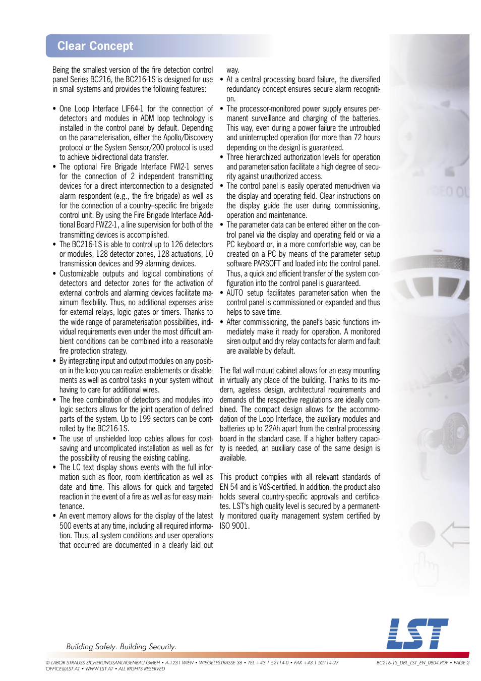 Clear concept | LST BC216-1S User Manual | Page 2 / 3