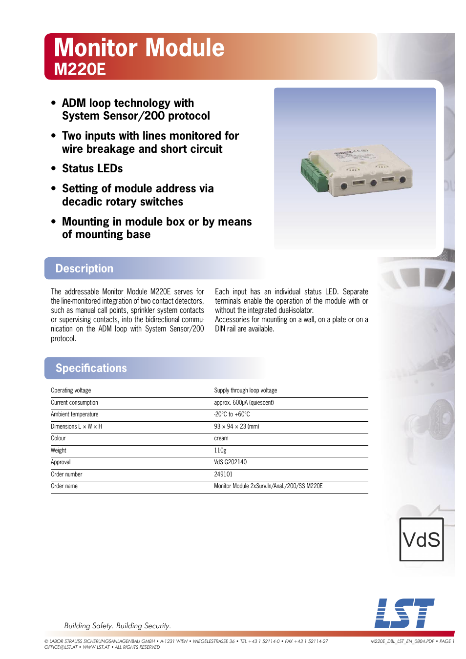 LST M220E User Manual | 2 pages